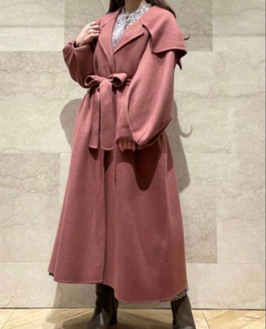 お値下げ中♥️SNIDEL ビッグカラーリバーウールコート ピンク 0サイズ