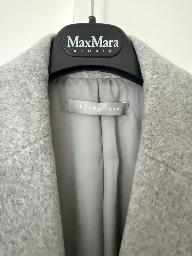 超美品theory luxe グレー チェスターコート 036 定価79000円