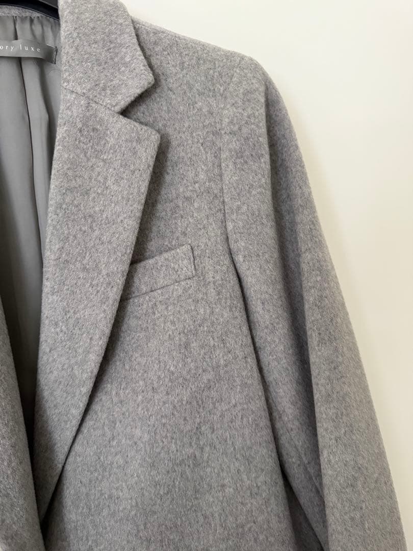 超美品theory luxe グレー チェスターコート 036 定価79000円