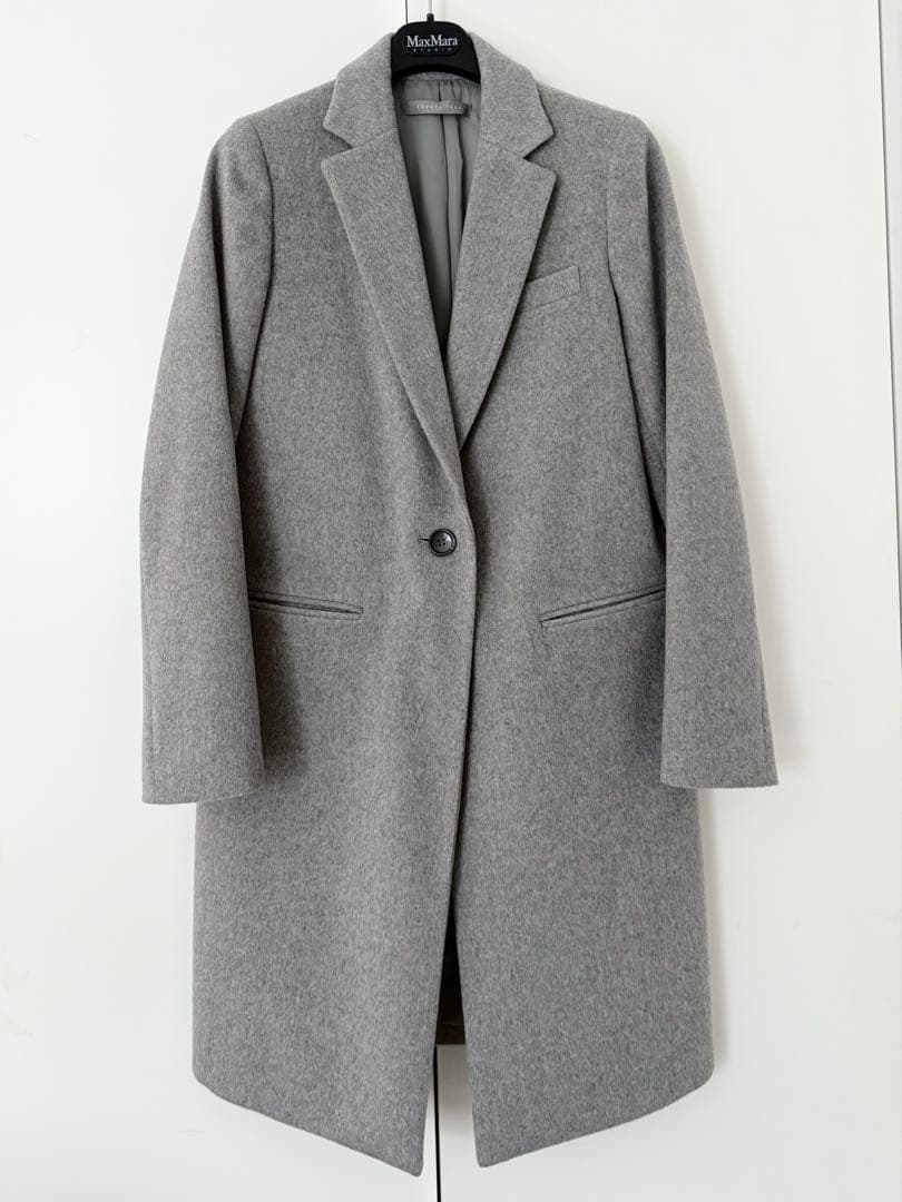 超美品theory luxe グレー チェスターコート 036 定価79000円