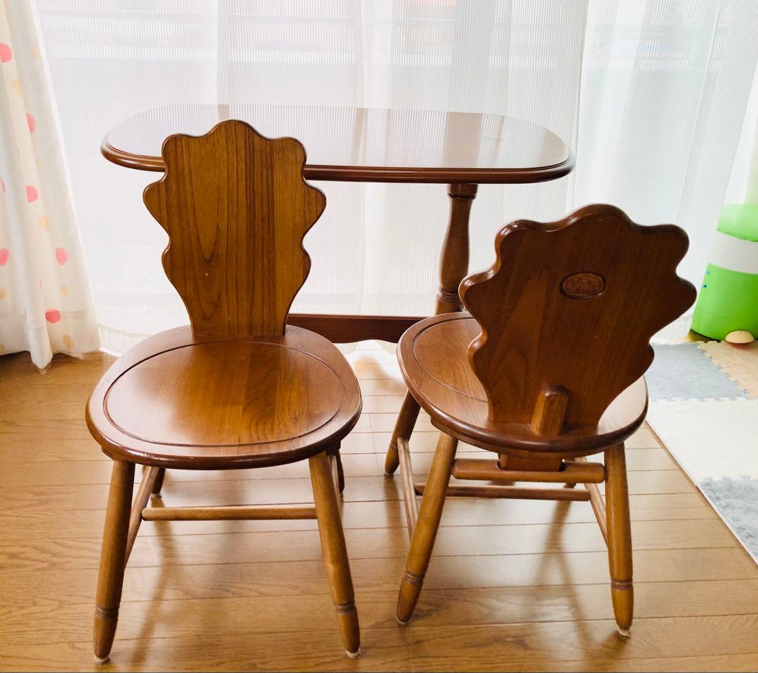 カントリー調　2人用　木製ダイニングティーテーブルセット