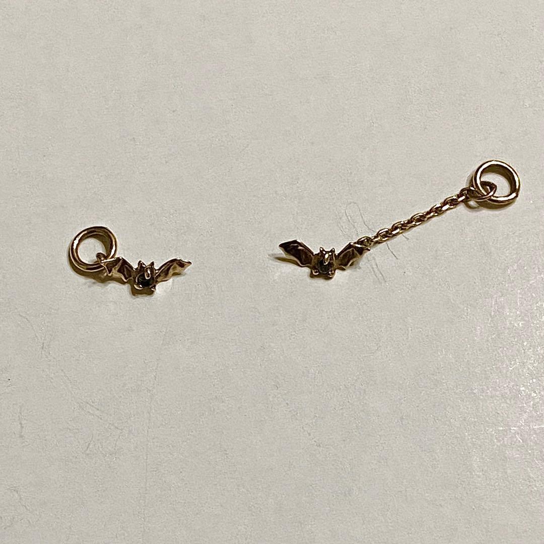 agete アガット K10 コウモリ 蝙蝠 ピアスチャーム