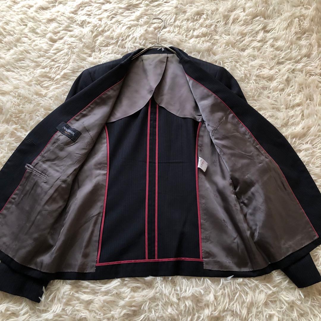 ニューヨーカー【13.15相当】スカートスーツ　セットアップ　ストライプ　濃紺