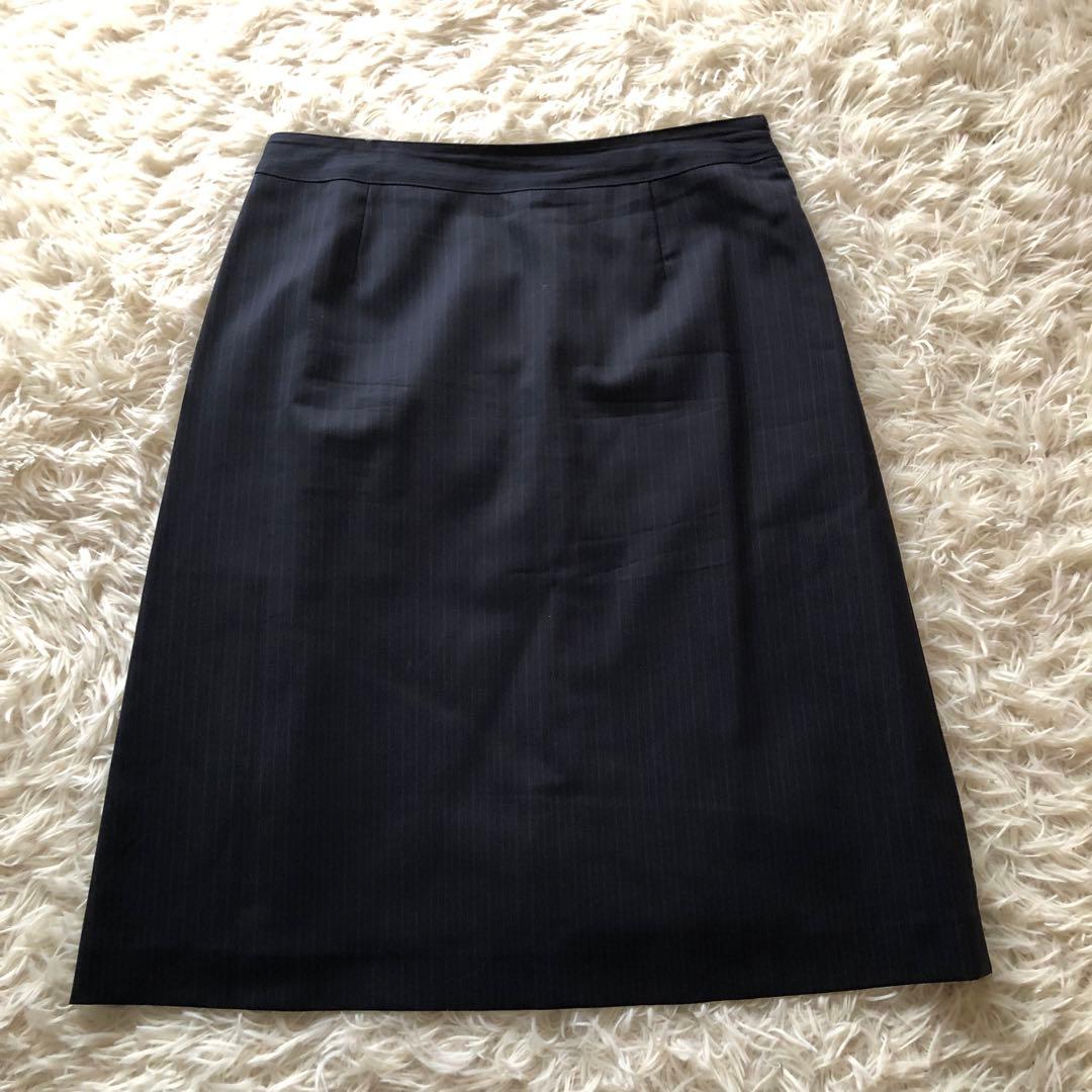 ニューヨーカー【13.15相当】スカートスーツ　セットアップ　ストライプ　濃紺