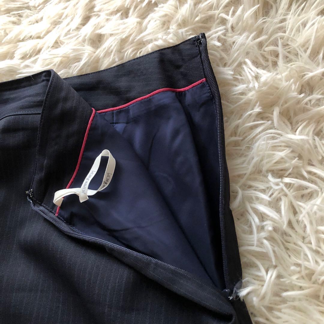 ニューヨーカー【13.15相当】スカートスーツ　セットアップ　ストライプ　濃紺