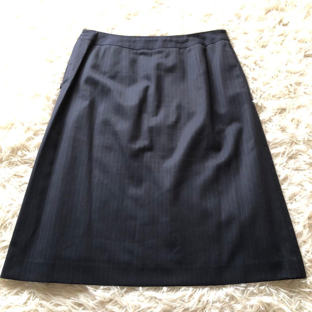 ニューヨーカー【13.15相当】スカートスーツ　セットアップ　ストライプ　濃紺