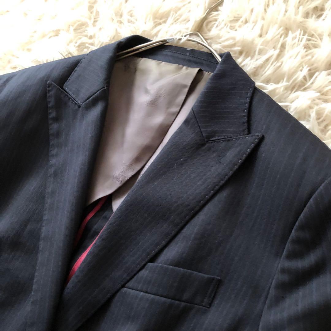 ニューヨーカー【13.15相当】スカートスーツ　セットアップ　ストライプ　濃紺