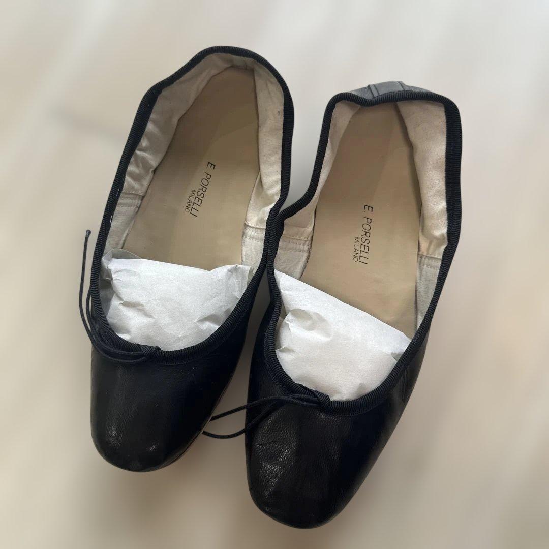 E.Porselli ブラック バレエシューズ　新品未使用品
