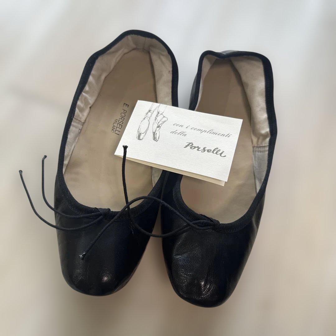 E.Porselli ブラック バレエシューズ　新品未使用品