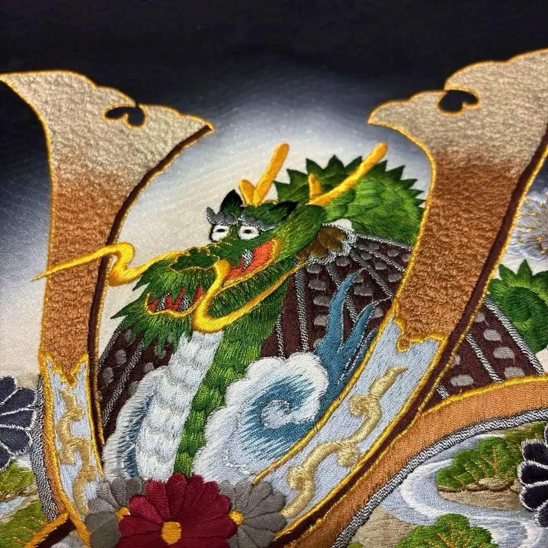 【新品】大兜総刺繍 正絹 本金箔ぼかし 一本松 京友禅 お宮参り 産着 男の子