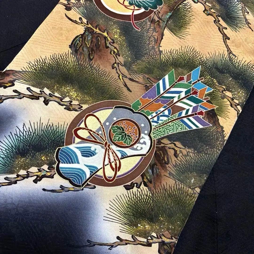 【新品】大兜総刺繍 正絹 本金箔ぼかし 一本松 京友禅 お宮参り 産着 男の子