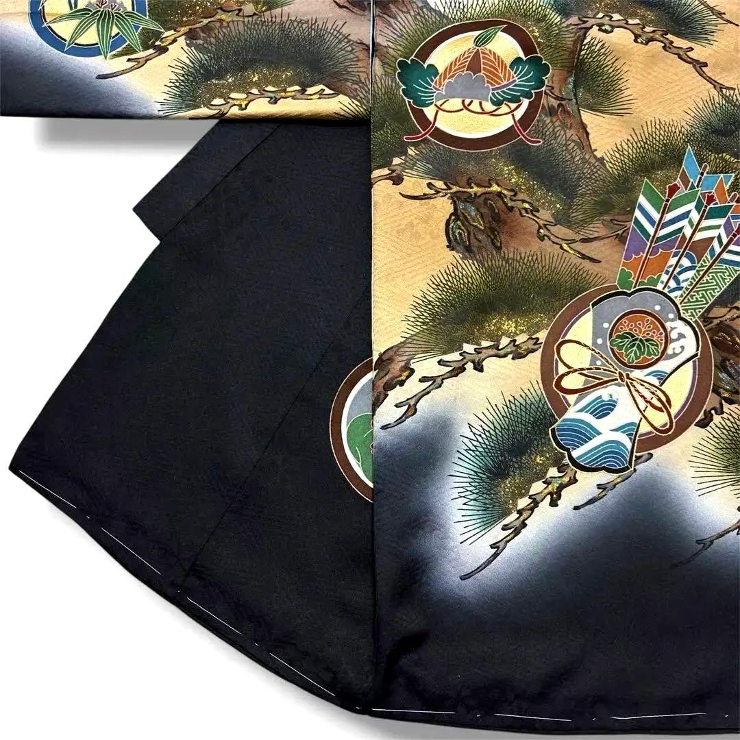 【新品】大兜総刺繍 正絹 本金箔ぼかし 一本松 京友禅 お宮参り 産着 男の子