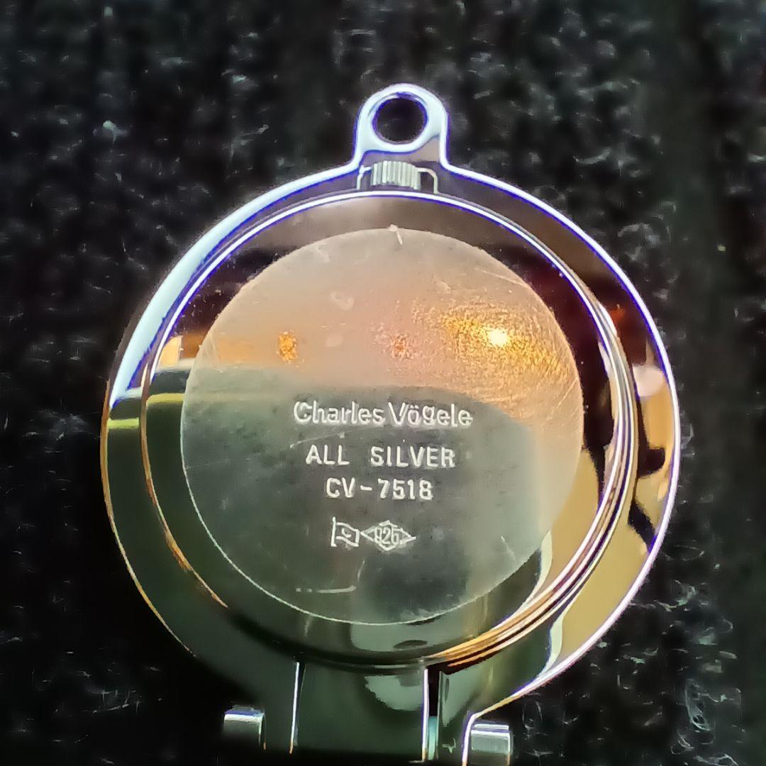 銀製 925 シルバー 可動品 Charles Vgele 懐中時計 クオーツ