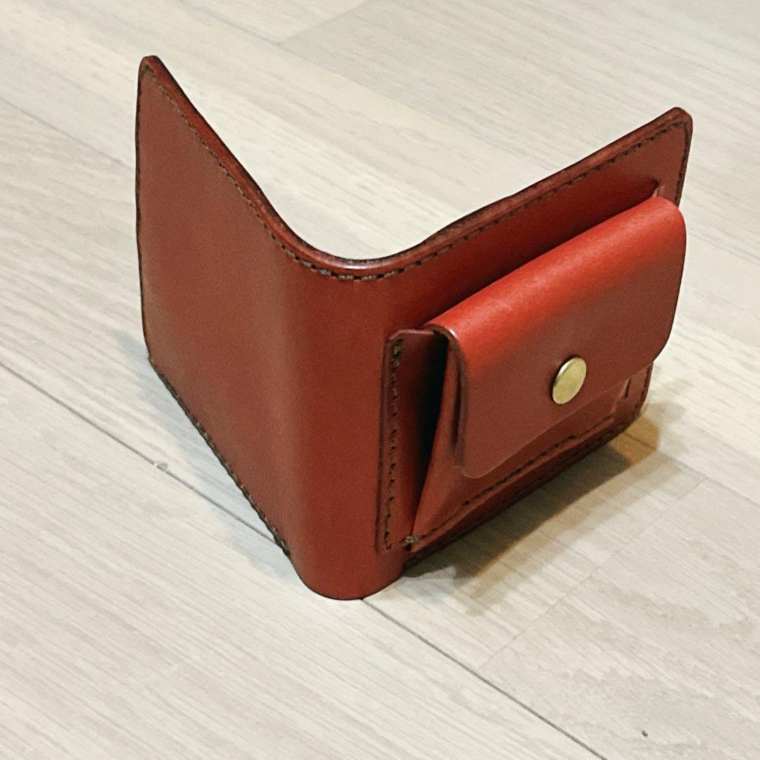 【未使用】HERZ ヘルツ レザー 二つ折り財布 (WS-7) 赤 レッド