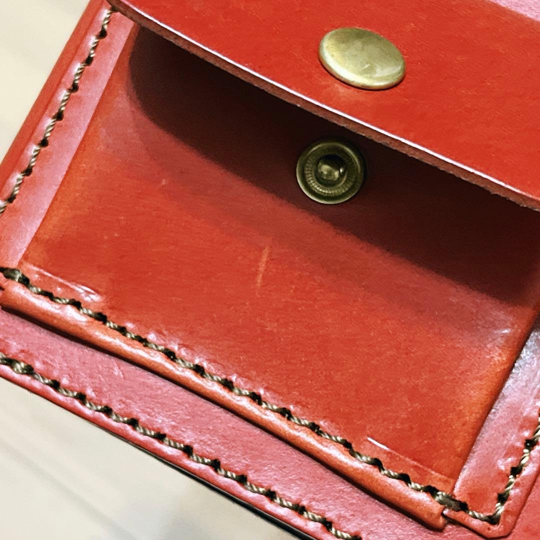 【未使用】HERZ ヘルツ レザー 二つ折り財布 (WS-7) 赤 レッド