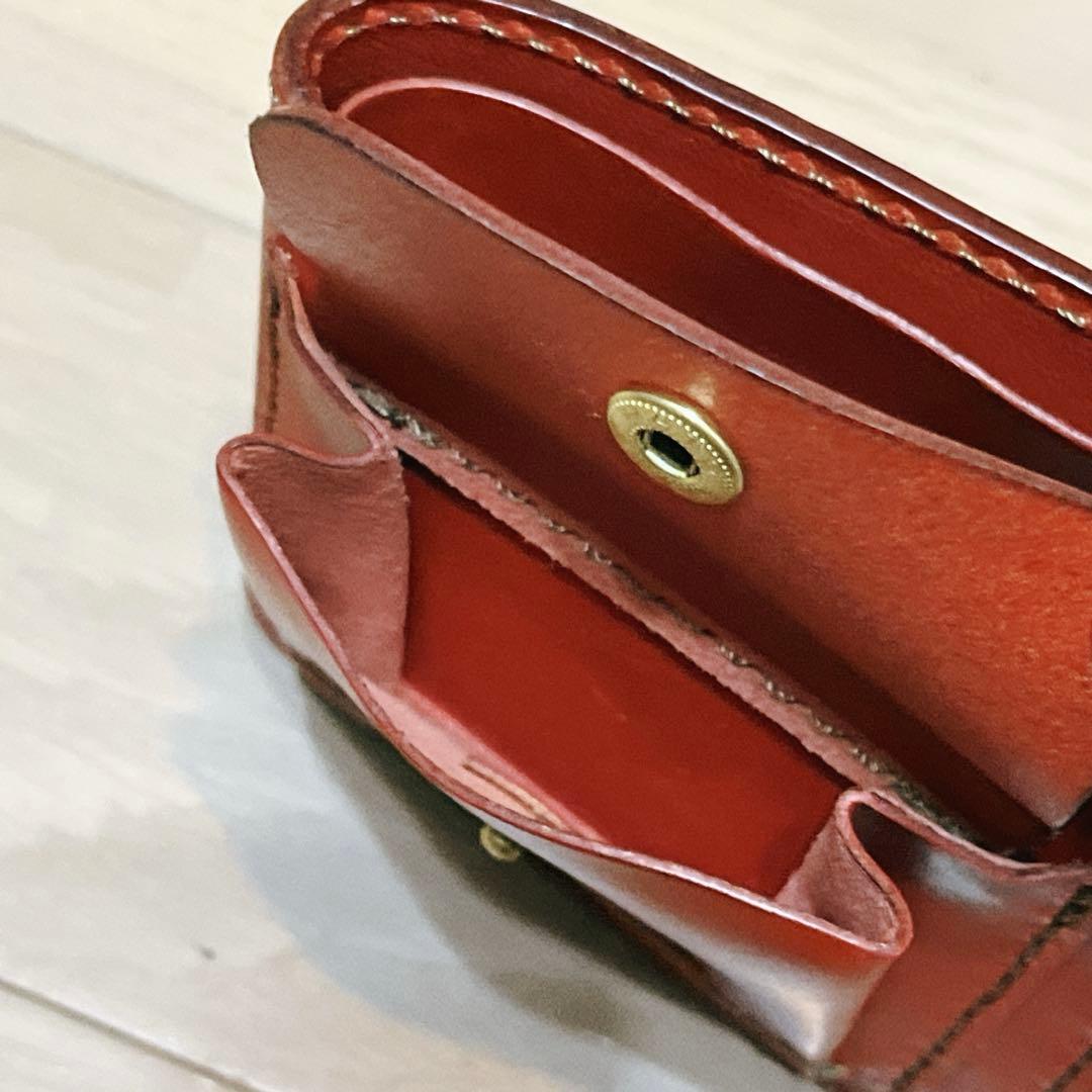 【未使用】HERZ ヘルツ レザー 二つ折り財布 (WS-7) 赤 レッド