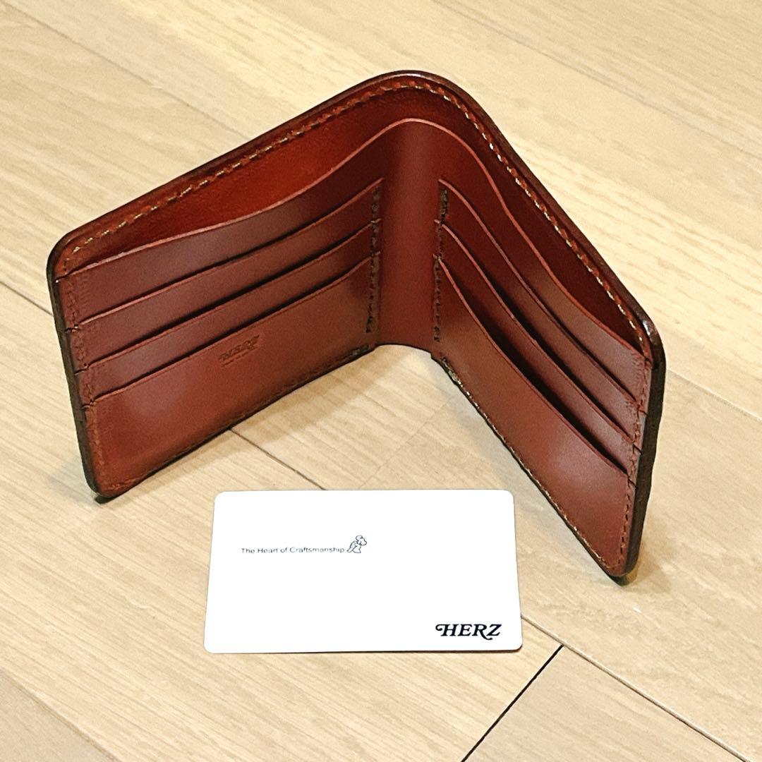 【未使用】HERZ ヘルツ レザー 二つ折り財布 (WS-7) 赤 レッド