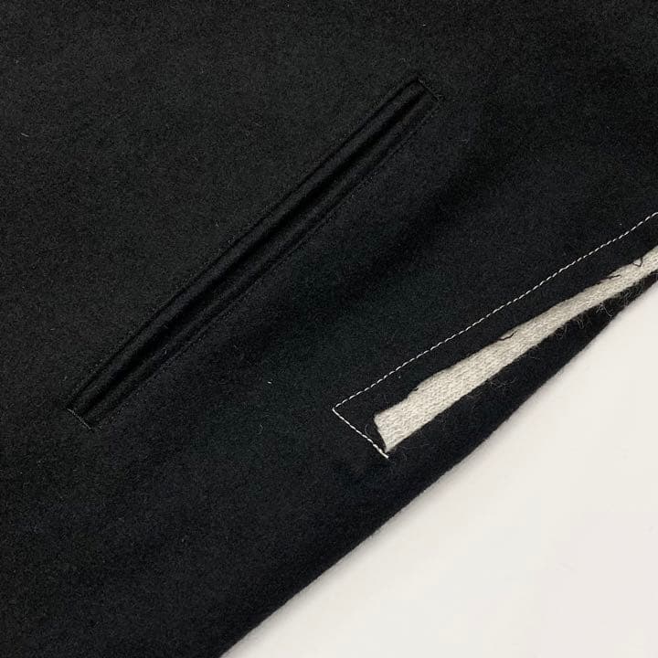 Y's 19AW メルトン 切替デザイン チェスターコート 黒2