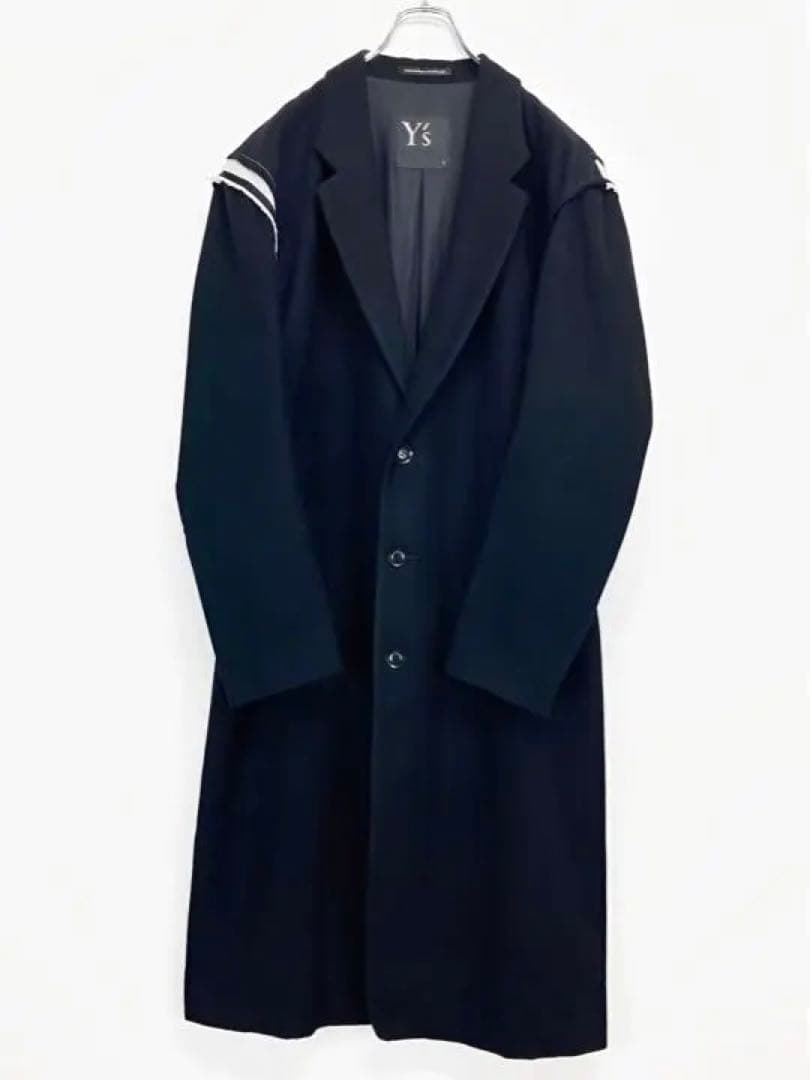 Y's 19AW メルトン 切替デザイン チェスターコート 黒2