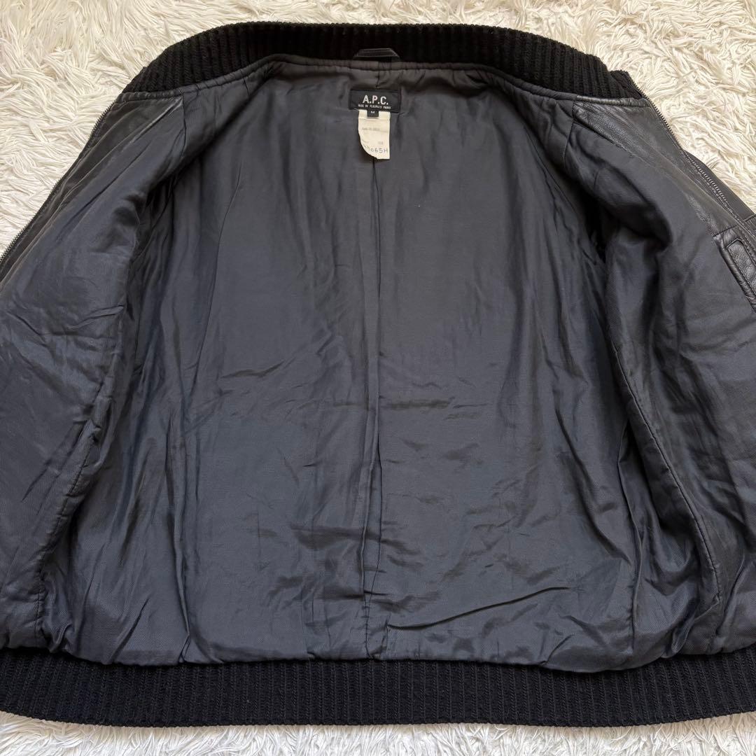 A.P.C. MA-1 レザーフライトジャケット　羊革　メンズ　ブラック　M
