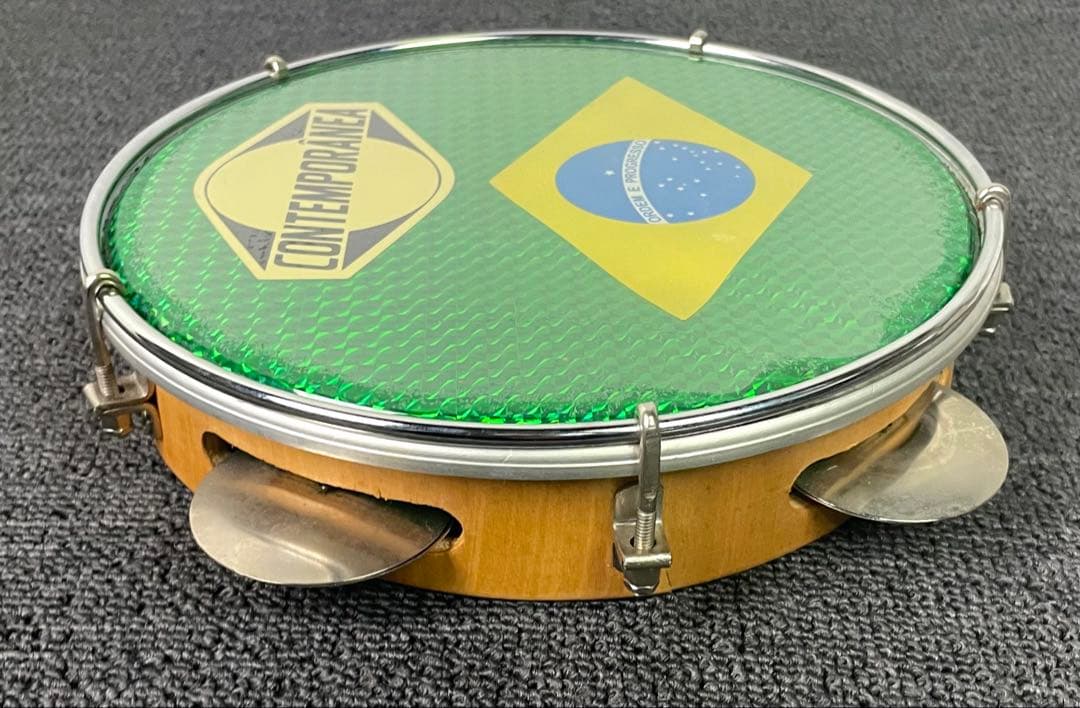 ●CONTEMPORÁNEA パンデイロ ブラジル 国旗柄 22cm 8インチ●