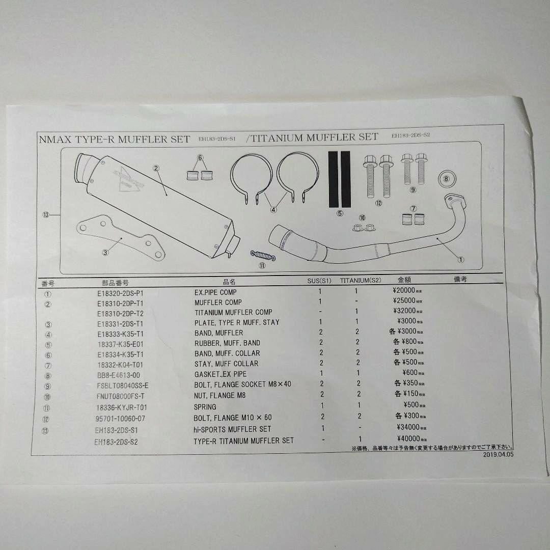 ヤマハNMAXハイパワーSPORTSマフラータイプＲ　廃盤品　値下げ可