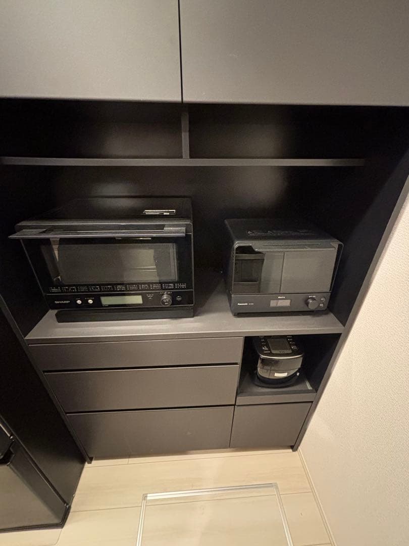 パモウナ　食器棚　マットブラック