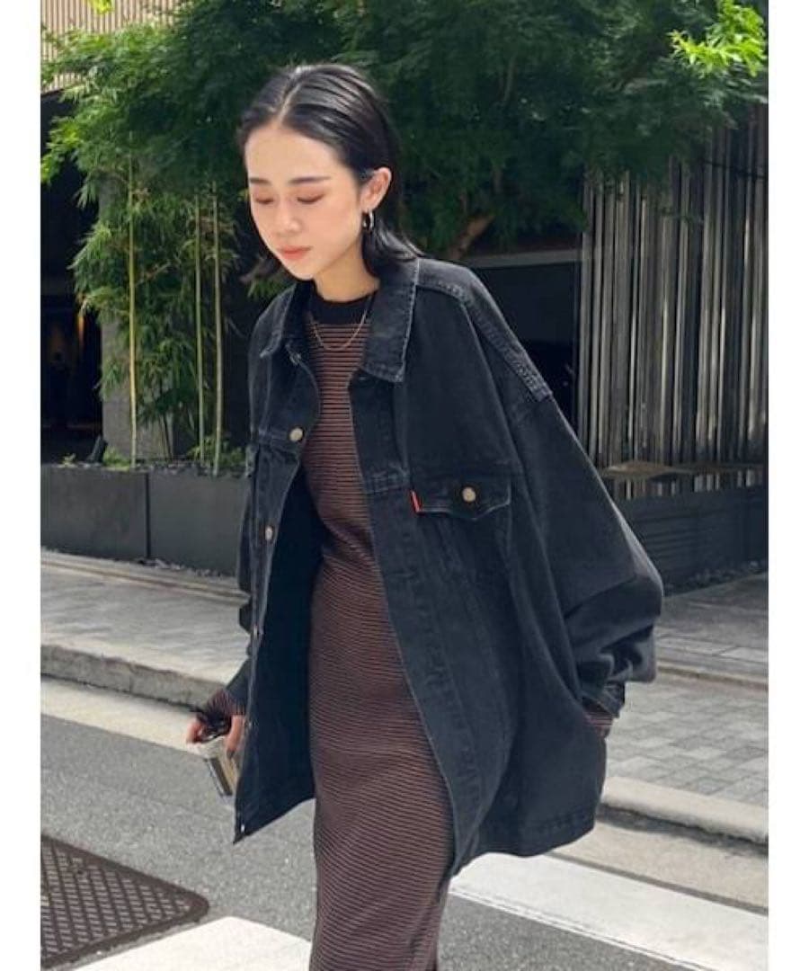 美品❣️Ungrid ビッグシルエットデニムジャケット　ブラック　黒　アングリット