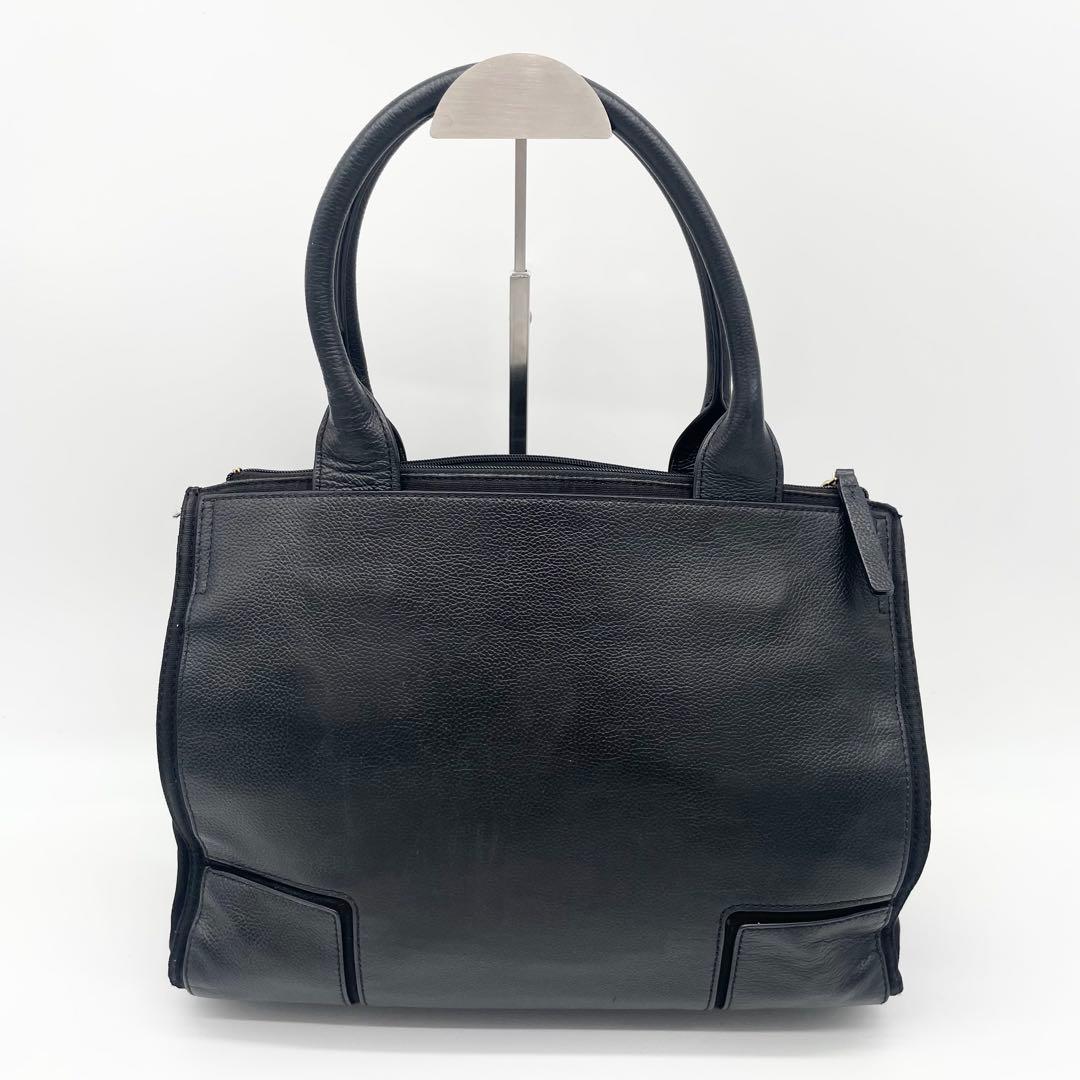 美品 トリーバーチ レザー トートバッグ エラ エンボス ブラック　A4可