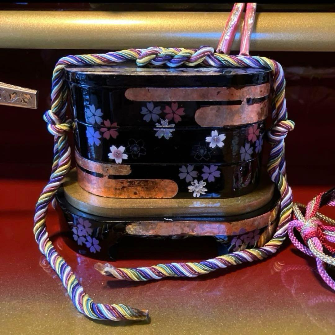 御京雛③平安春峰作　雛人形　三段飾り　お雛様　京都西陣織り　ひな人形3段　桜刺繍