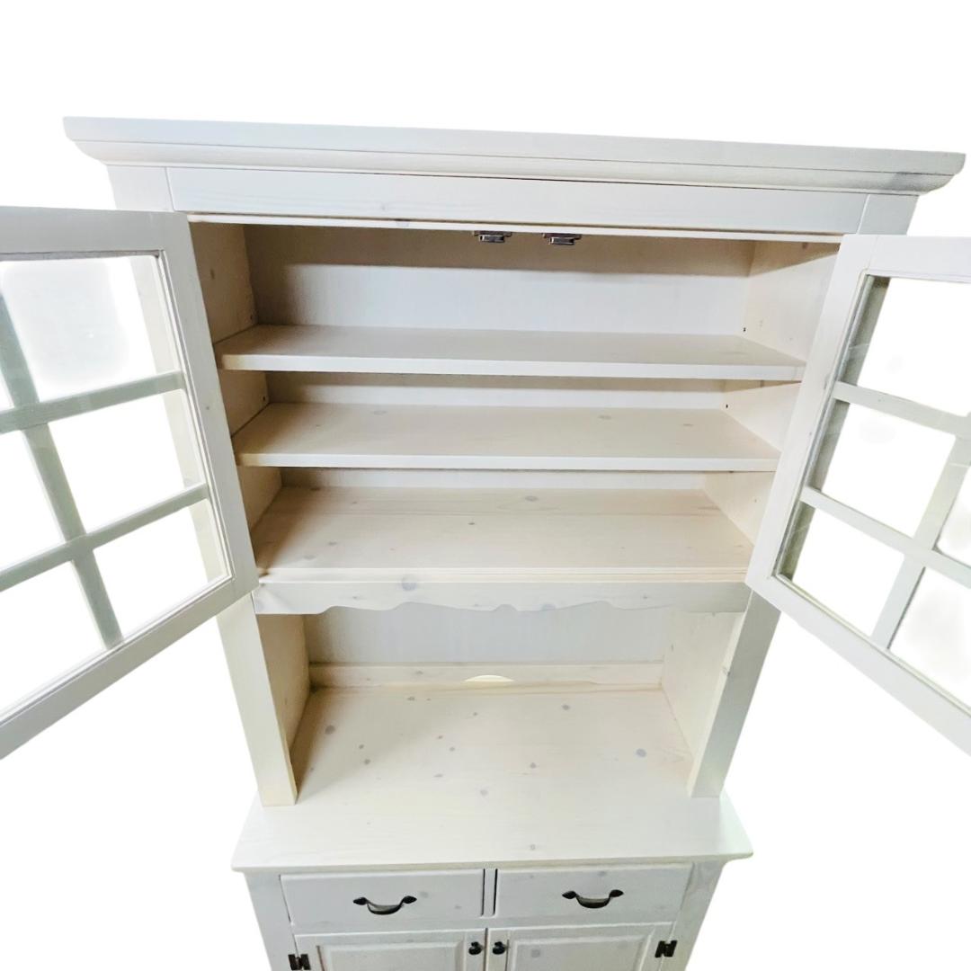 カントリー調 食器棚 90センチ幅 レンジボード ホワイト 北欧風