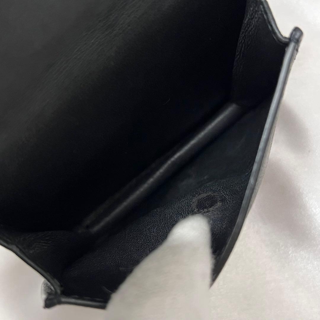 ◇美品◇バレンシアガ　コンパクト折り財布　白ロゴ×ブラックレザー×ゴールド金具