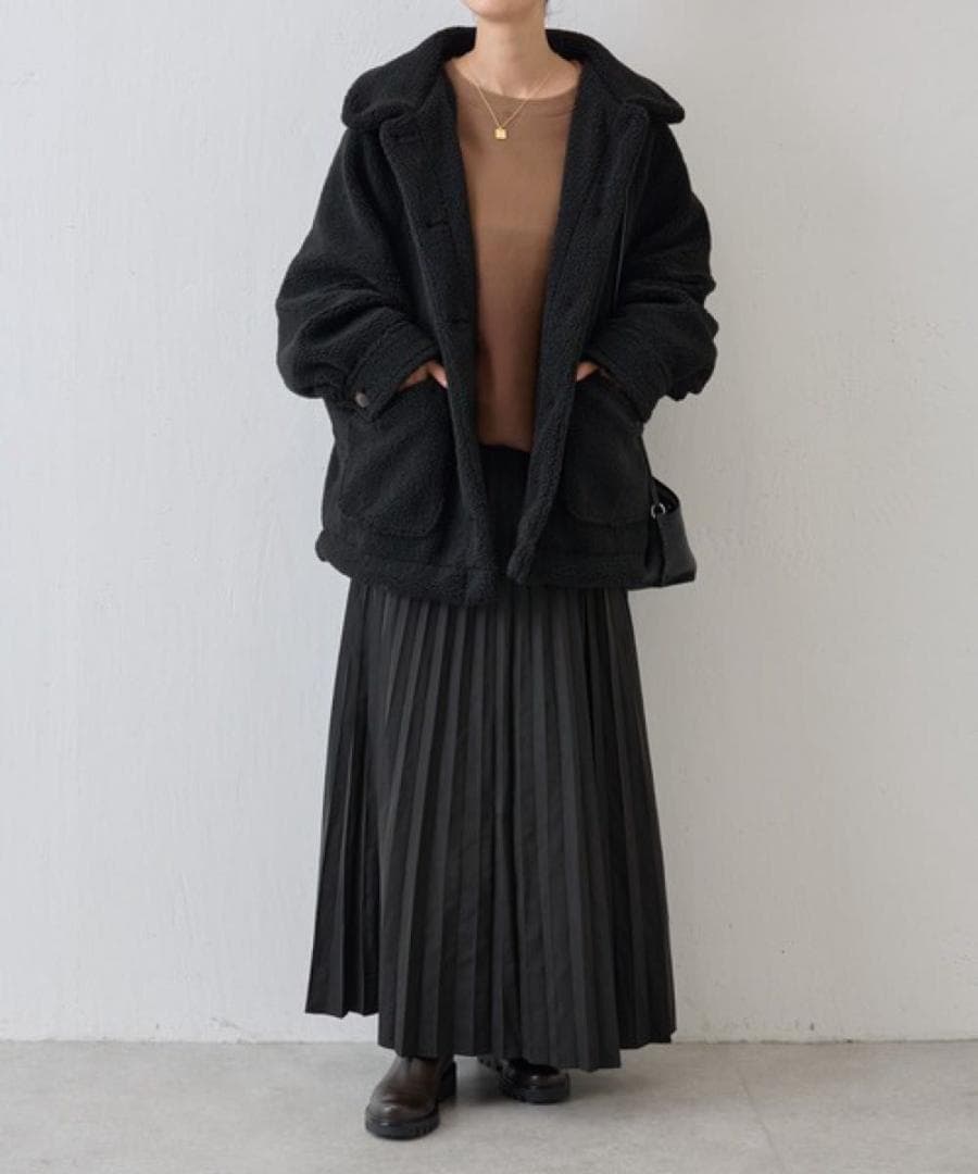 BEARDSLEY ボアブルゾン　ブラック　ビアズリー　洗える　黒色　アウター