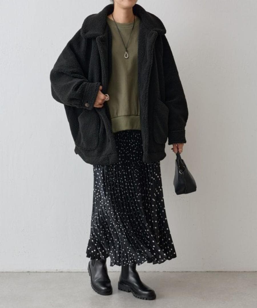 BEARDSLEY ボアブルゾン　ブラック　ビアズリー　洗える　黒色　アウター