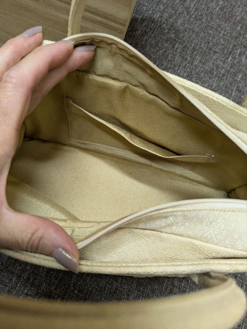 最終お値下げ！名門【逸品】長艸刺繍　手刺繍利休バッグ　和装　正絹　桐箱入り作家物