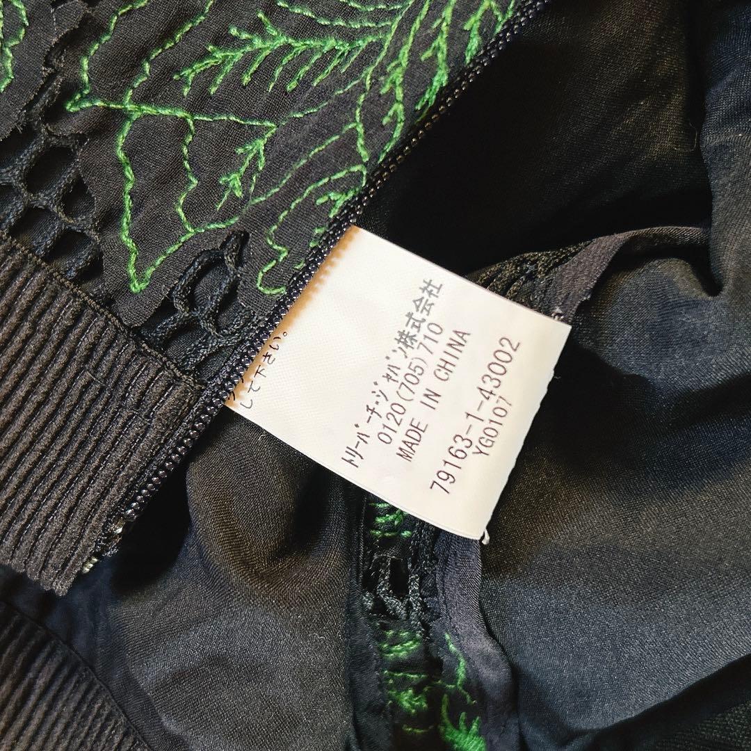 タグ付き新品　トリーバーチ　花柄ワンピース　刺繍　ネイビー　グリーン　海外0