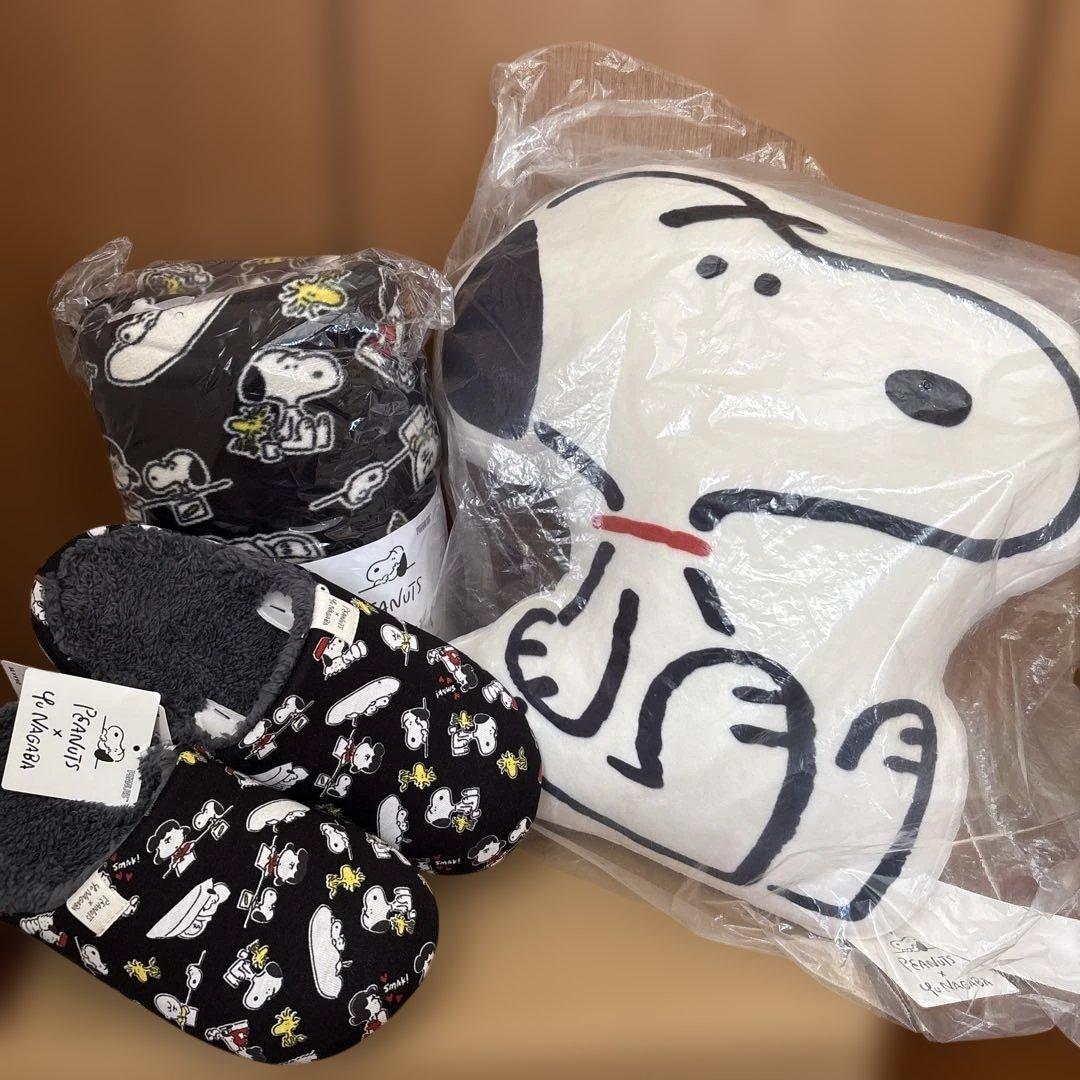 ユニクロ スヌーピー 長場雄 ブランケット ルームシューズ クッション セット