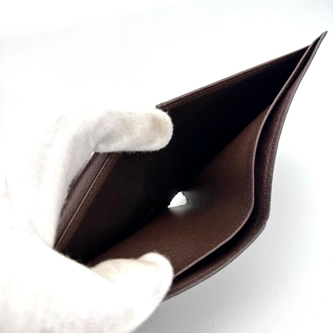 【極美品】ルイヴィトン　ダミエ・エベヌ　ポルトフォイユ・マルコ　二つ折り財布