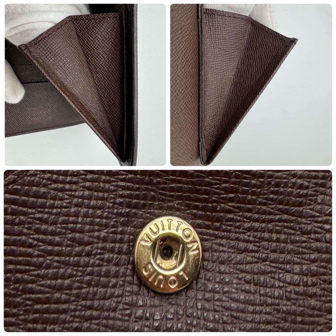 【極美品】ルイヴィトン　ダミエ・エベヌ　ポルトフォイユ・マルコ　二つ折り財布