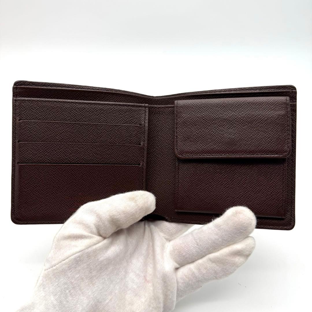 【極美品】ルイヴィトン　ダミエ・エベヌ　ポルトフォイユ・マルコ　二つ折り財布