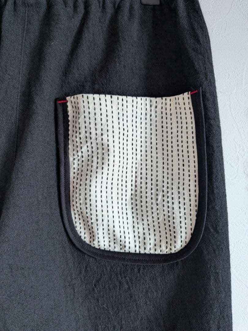 もんぺパンツ　刺し子織りポケット