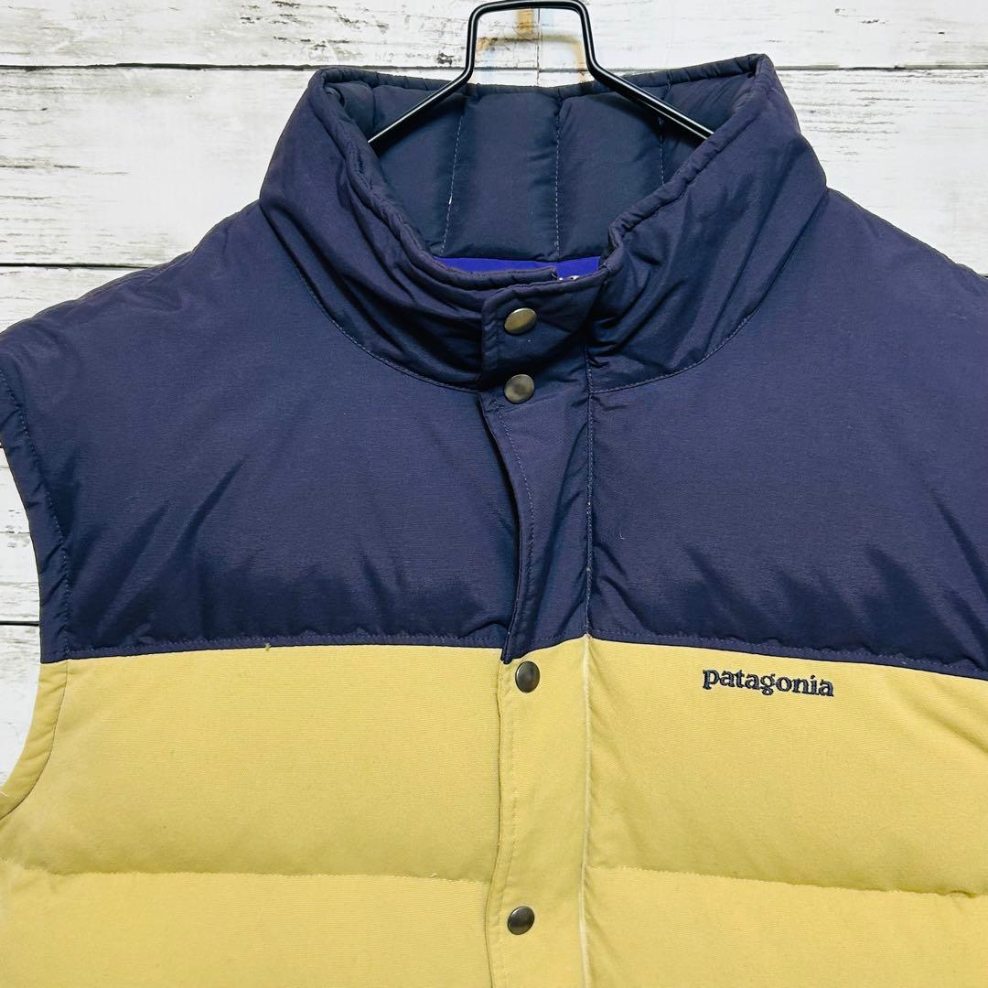 patagonia パタゴニアダウンベスト ネイビー/ベージュ size XL