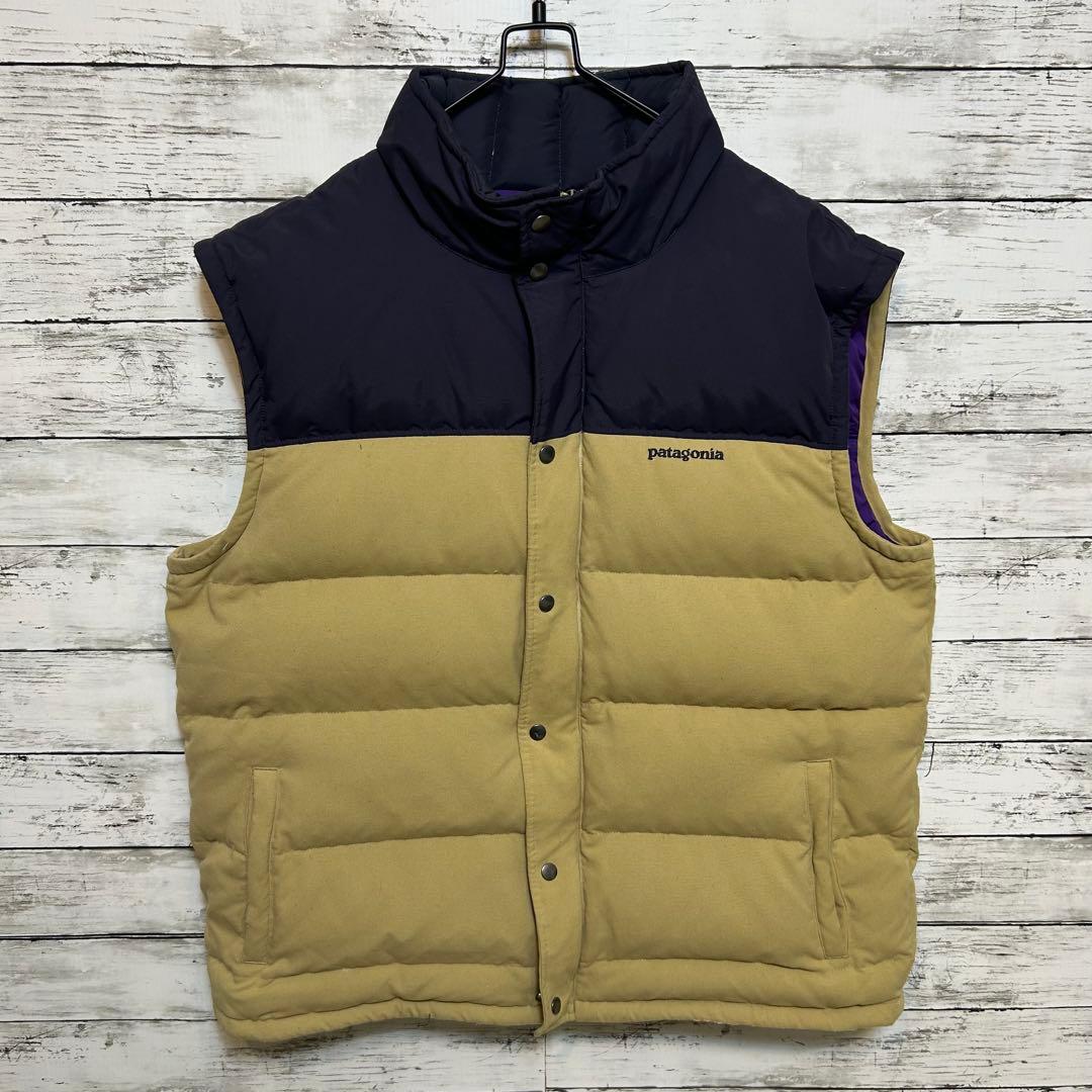 patagonia パタゴニアダウンベスト ネイビー/ベージュ size XL