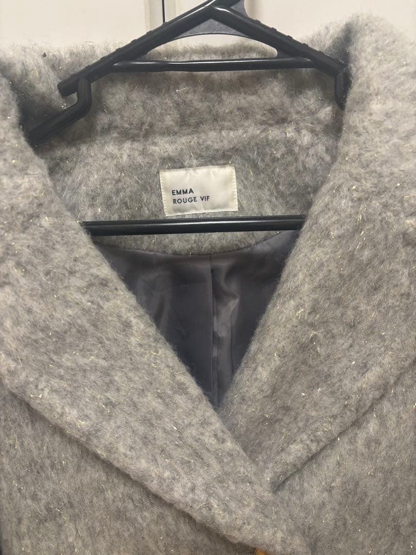 ルージュヴィフ　ラメシャギースライバーPコート/ピーコート　グレー