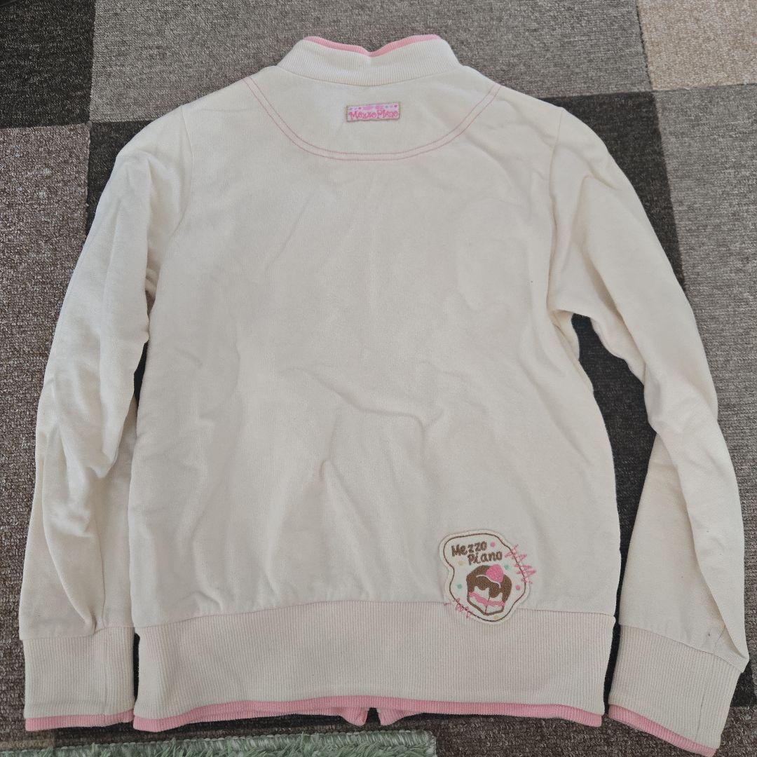 mezzo piano メゾピアノ 女の子　 パーカー　ホワイト　１４０cm