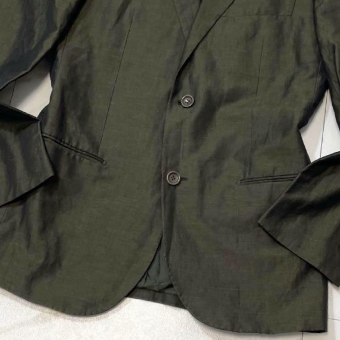 【美品 リネン混】Sartorio サルトリオ テーラードジャケット 光沢感