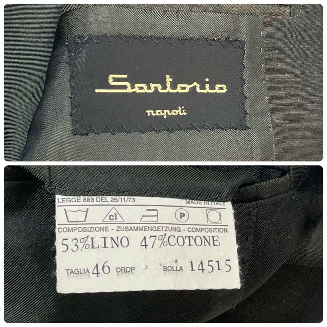 【美品 リネン混】Sartorio サルトリオ テーラードジャケット 光沢感