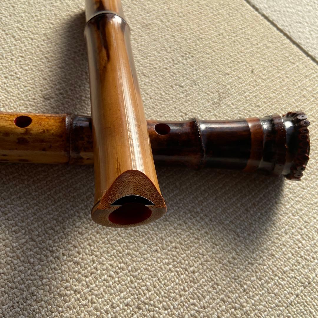 248⭐️尺八　一尺六寸管　眞山銘三印　188玉水銘一尺八寸管二本