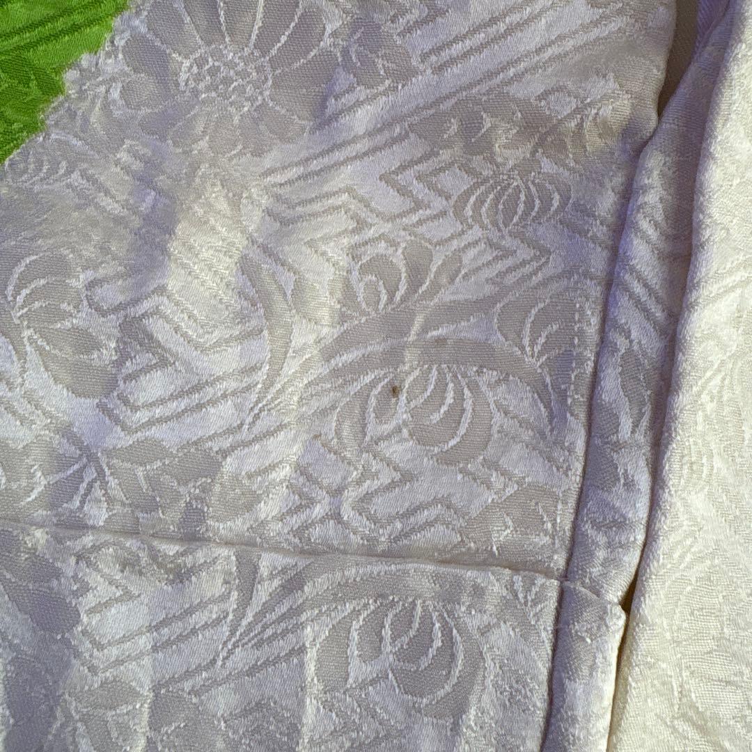 正絹　総絞り　黄緑×緑　疋田　源氏車　刺繍　振袖　着物単品　成人式　アンティーク