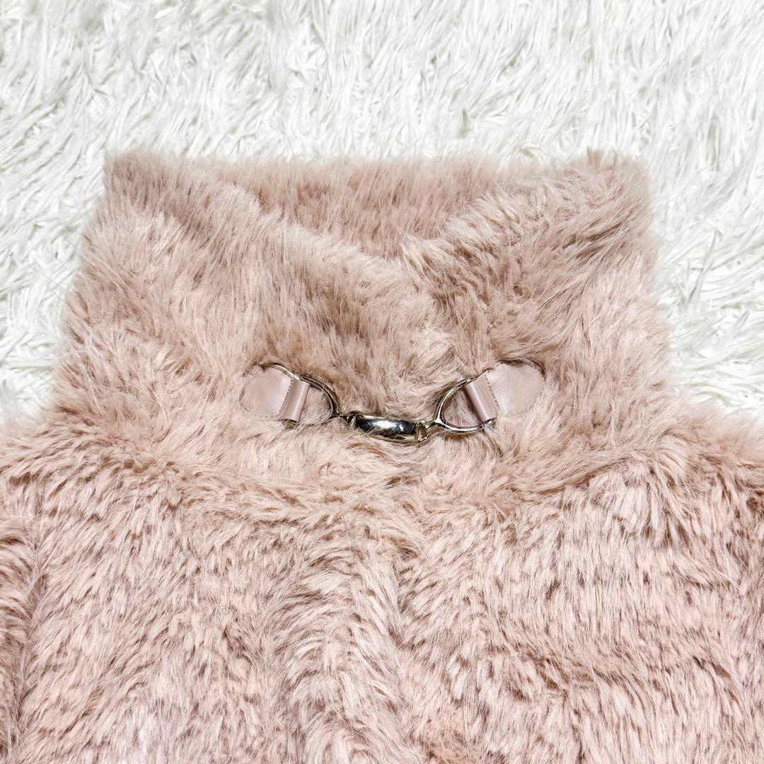 現行 美品 MUGUET ミュゲ ボリュームフェイクファーコート ピンク